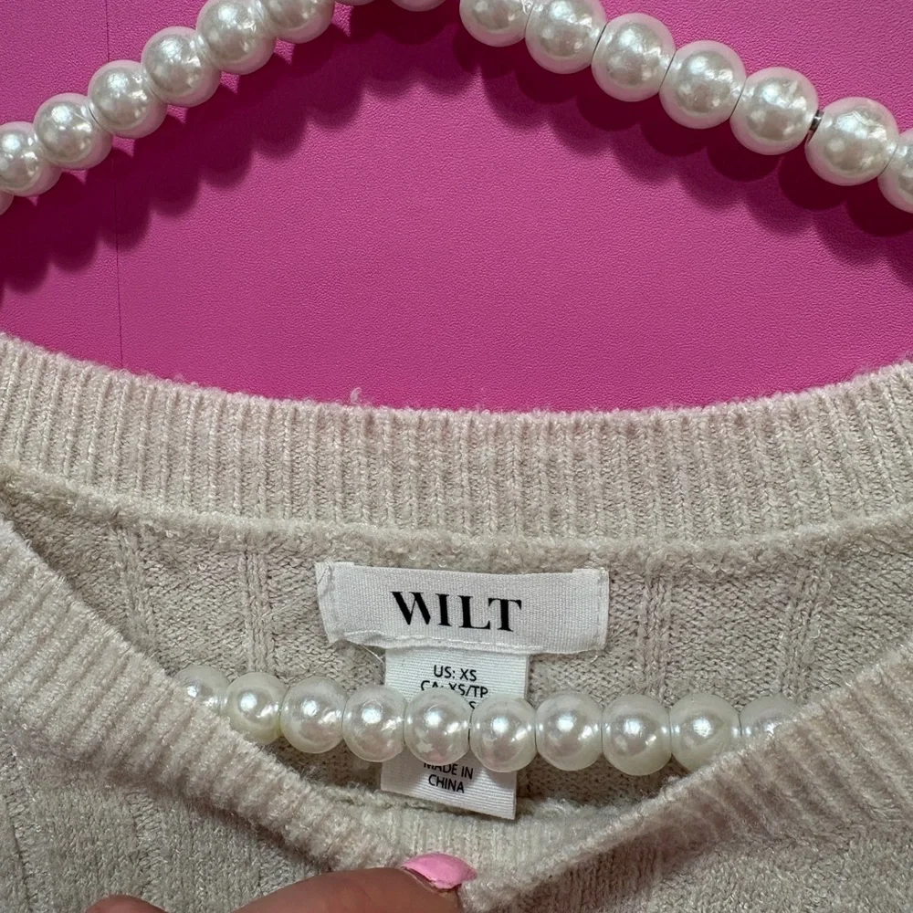 Wilt Ribbed Knit Popover Sweater Beige - Picture 2 of 3